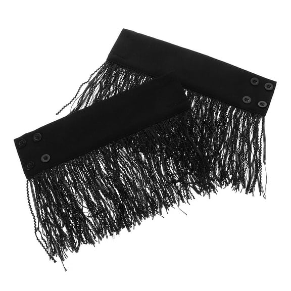 Masteelf Elegant Detachable Tassel Cuff Sleeves for Women Girls in Black Polyester for Decor 1 Pair