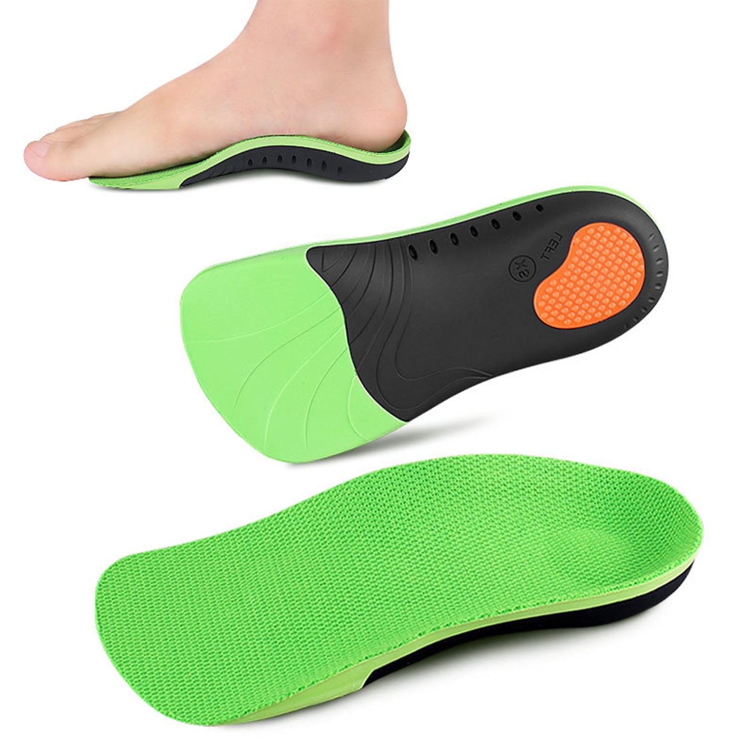Mens 3/4 Orthotic Insoles Fallen Arch Support FlatFeet Pronation Pain Relief 