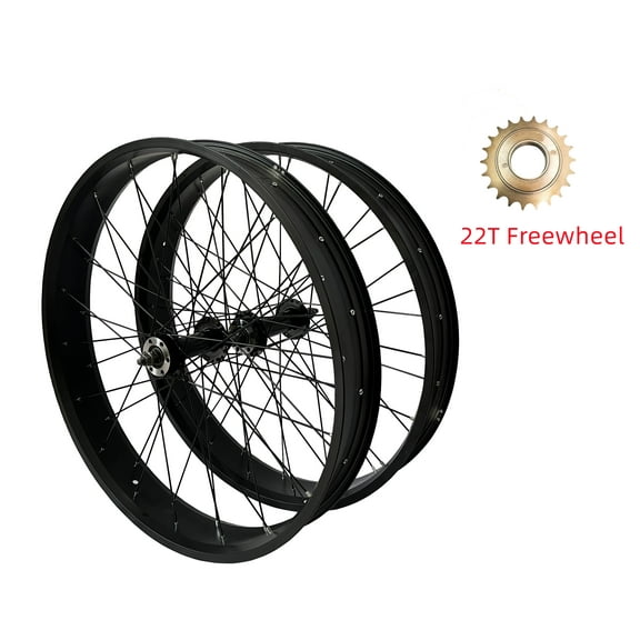 DONSP1986 26" x4" Fat Tire Rimset Heavy Duty 12G Spokes BIKE Wheelset & 22T Bike Flywheel