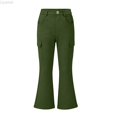 thumbnail image 2 of Liyamei Girls School Uniform Pants Elastic Waist Twill Bootcut Trousers Everyday Wear for 5-15 Years, 2 of 7
