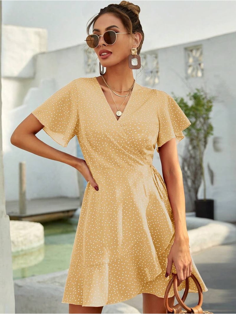 light yellow mini dress Odette Satin Mini Dress