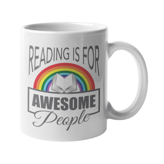 Reading Is For Awesome People. Cute Bookworm Coffee & Tea Mug For Readers, Students, Enthusiasts, Writers, Teachers, Moms, Dads, Teens, Women And Men (11oz)