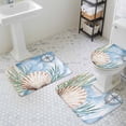 thumbnail image 3 of Orange Shell Bathroom Rugs Set Watercolor Retro Shells Compass Green Seagrass Non Slip Absorbent Soft Bath Mats 3 Piece Set with Bathroom Rug, U-Shaped Floor Mat, Toilet Seat Cover Large Size, 3 of 9