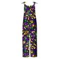 thumbnail image 4 of Buigttklop Womens Off-Shoulder Jumpsuit Colorful Adjustable Straps Mardi Gras Romper Sleeveless Carnival Print Cotton Linen Overall, 4 of 5