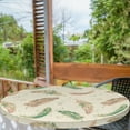 thumbnail image 2 of Ambesonne Birds and Nature Fitted Round Tablecloth, Feathers Pattern, 36"- 40" Diameter, Pale Green Fern Green, 2 of 5