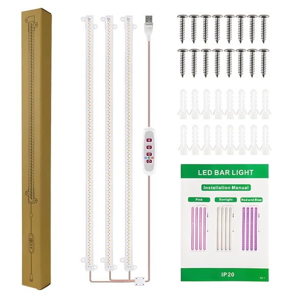 Yajisi 30cm LED Plant Grow Light Strip 6.2W 126LED 82.6lm 5‑Level Dimmable, 8H/12H/16H Smart Timer, 226° Wide Angle, USB 5V, Ideal for Succulents & Indoor Hydroponics