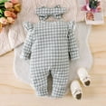 thumbnail image 5 of Karoyedx Fall Outfits Baby Girl Newborn Infant Baby Girl Clothes Fall Winter Plaid Long Sleeve Jumpsuit One Piece Romper Bodysuit Baby Overalls Outfits Light Gray Size,3-6 Months, 5 of 9