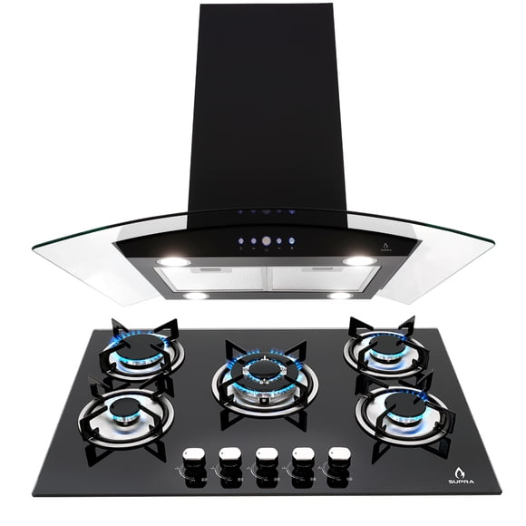 Combo Supra Saccarello Parrilla empotrable y campana de isla 76 cm Negro