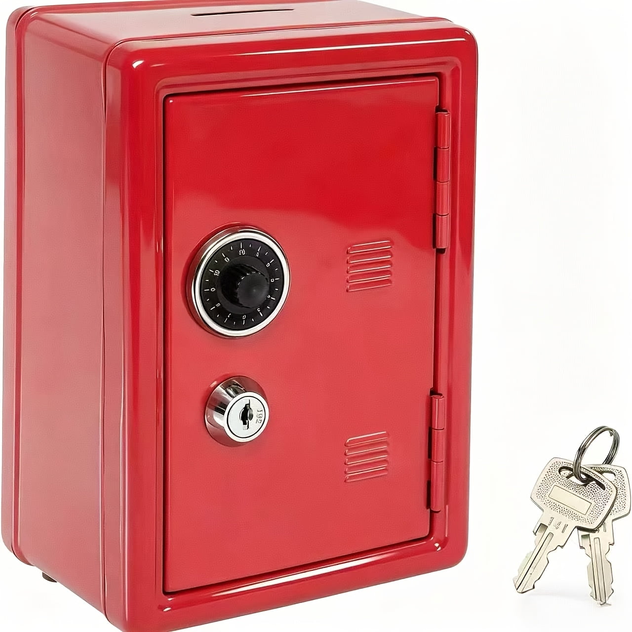 Dual Key Metal Safe Double Lock with Spare Emergency Keys Compact Desktop/Floor Storage Box for Home Office Holds Cash Jewelry & Valuables Ideal for Soccer Events