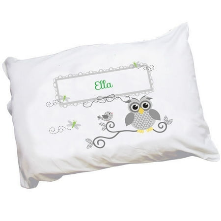 Personalized Gray Owl Pillowcase