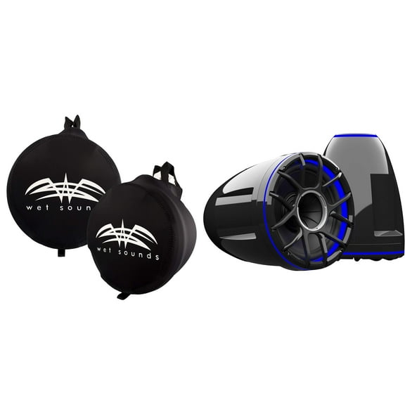 Wet Sounds REV-12-HD-XZ-B REV 12" Black HD Tower Speakers with XZ Grille (NO Clamps/ Mounts) with SUITZ-REV-12-HD Neoprene Protective Covers