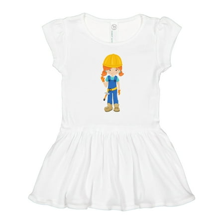 

Inktastic Cute Girl Construction Worker Orange Hair Girls Toddler Dress