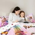 thumbnail image 4 of jejeloiu Eiffel Tower Bedding Comforter Set 7pcs,Colorful Romantic Flower Queen Bedding Sets,Watercolor Splatter Ink Queen Sheet Sets For Girls,Microfiber Bedroom Decor Reversible, 4 of 8
