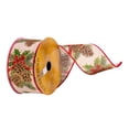 thumbnail image 1 of Vickerman Q214641 2.5 in. x 10 Yards Cream Pinecone Red Bow Ribbon, 1 of 1