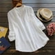 thumbnail image 2 of Camisa de mujer Manga larga Primavera Otoño Blusa Cuello en V Chica Top suelto, Blanco, M Jumpingount AP000936-05, 2 of 7