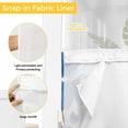 thumbnail image 3 of Blue Flower No Hooks Shower Curtain with Snap-in Liner Pastoral Plant Watercolor Leaves Farmhouse Shower Curtains for Bathroom, Waterproof, Easy Install, Washable 60"x72", 3 of 9