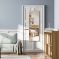 thumbnail image 3 of Gymax Wall Mounted Jewelry Cabinet with Full-Length Mirror and 3-Color LED Lights, White, 3 of 10