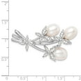 thumbnail image 3 of Sterling Silver Rhodium-plated Freshwater Cultured Pearl and CZ Floral Pin Brooch QQP884, 3 of 3