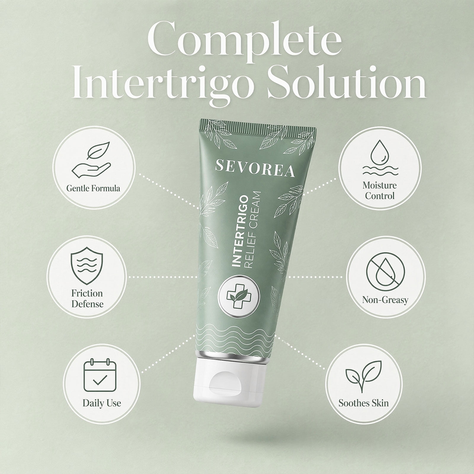 SEVOREA Intertrigo Cream for Skin Fold Care, Non-Greasy Chafing Support with Zinc Oxide & Botanical Extracts for Friction-Prone Areas (1 PC)