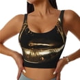 thumbnail image 1 of Fotbe Golden Lips Modern Sculpture Sujetador Deportivo Largo sin Aros para Mujer con Almohadillas y Soporte Medio, Transpirable y Absorbente, Camiseta Tipo Chaleco o Tank Top-X-Large, 1 of 8