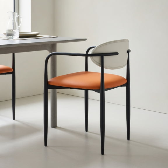 Resenkos Modern Dining Chair Set of 2, Padded Seat Curved Backrest Chair with Metal Frame for Kitchen, Dining Room, Gray