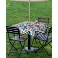thumbnail image 4 of Fsddascl Turquoise Red Botanical Outdoor Tablecloth - 54x54 Inch Square Dining Table Cover, Tropical Plants Summer Flowers Waterproof Outdoor Table Cloth with Umbrella Hole & Zipper for Picnic/Patio, 4 of 7