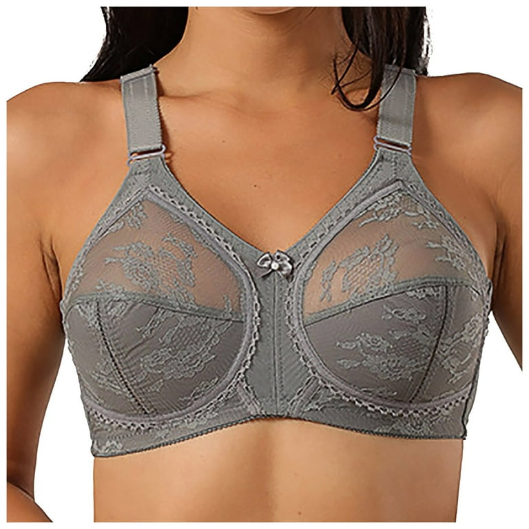 Bigersell Sport Bra Women's Lace Transparent Underwear without Underwire  and Sponge Bras Female Polyester Push up Bra Plus Training Bra, Style 616,  Gray 80c 