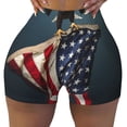 thumbnail image 2 of Balery American Flag Pantalones cortos de entrenamiento estampados para mujer, sin costuras, ajustados, para gimnasio, yoga, correr, deportes, ejercicio activo, fitness.-Medium, 2 of 8