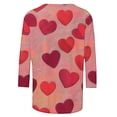 thumbnail image 4 of Styesk T-Shirts pour Femmes à Manches 3/4 Longueur, Imprimé Cœur, Hauts de Sortie, T-Shirts Confortables et Doux à Col Rond, Chandail à Enfiler, T-shirt Léger de Mode, Graphique de la Saint-Valentin, Grande Taille, Hauts Décontractés, 4 of 5