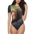 thumbnail image 1 of Balery Daisy Sleeping Sloth Body de cuello redondo de manga corta para mujer Tops de manga corta Tops básicos-X-Large, 1 of 7