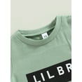 thumbnail image 5 of Bagilaanoe 2pcs Newborn Baby Boy Long Pants Set Letter Print Short Sleeve T-Shirt Tops + Flare Trousers 3M 6M 9M 12M 18M 24M Infant Casual Outfits, 5 of 9