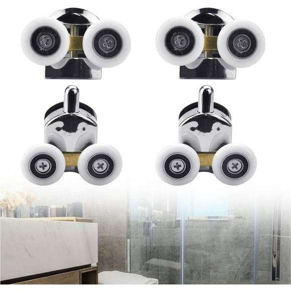 2PCS Shower Door Rollers, 25MM Diameter for Home Replacement Rollers for Sliding Shower Door Shower Door Roller, Double Rollers for Shower Door