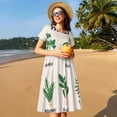 thumbnail image 4 of Vsdgher Herbes pour Femmes Été 2025 Robes Midi Maxi Décontractées Légères Manches Courtes Col Rond Robe de Plage, 4 of 6