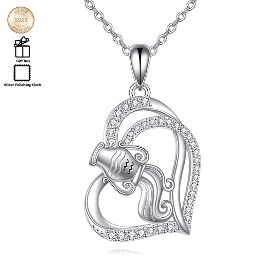 Aquarius Necklace 925 Sterling Silver Aquarius Pendant Necklace Aquarius Jewelry Gifts for Women Men