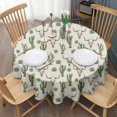 thumbnail image 3 of Beige Buffalo Skull Cactus Succulent Pattern Round Tablecloth 60"x60",Wrinkle Wipeable Table Cloth for Kitchen Dining Room Picnic Patio Party, 3 of 6