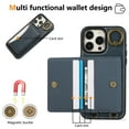 thumbnail image 2 of for iPhone 12 Pro Max Wallet Case with Card Slots, Hand Wrist Strap Rotate Ring Design, Finger Grip Ring PU Leather Magnetic Button Shockproof Purse Phone Cover for iPhone 12 Pro Max, Blue, 2 of 7