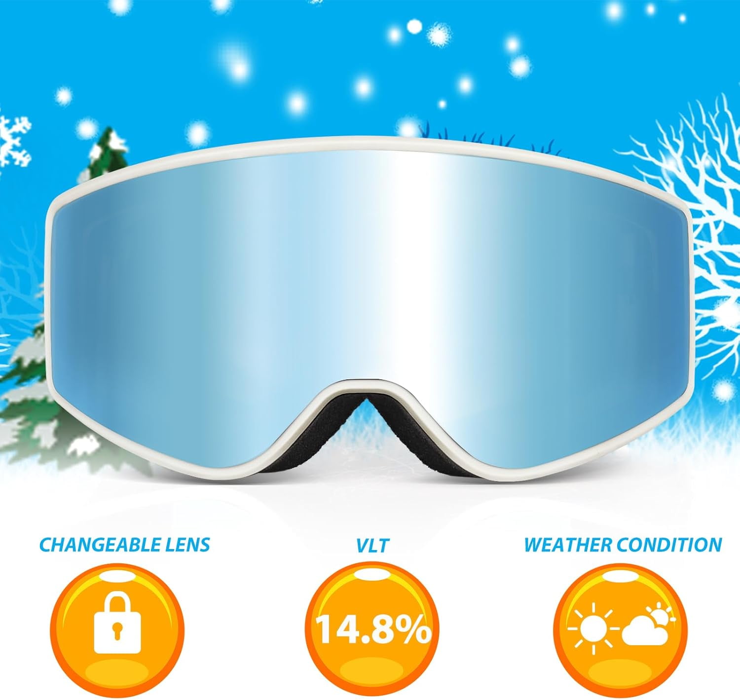 Ski/Snowboard Goggles Over Glasses for Men, Women