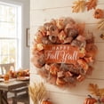 thumbnail image 5 of Fall Thanksgiving Ribbon Wreath Harvesting Festival Front Door Decoration Wooden Sign Door Hanging with Happy Fall Yall Plaque Rustic Farmhouse(Orange), 5 of 9
