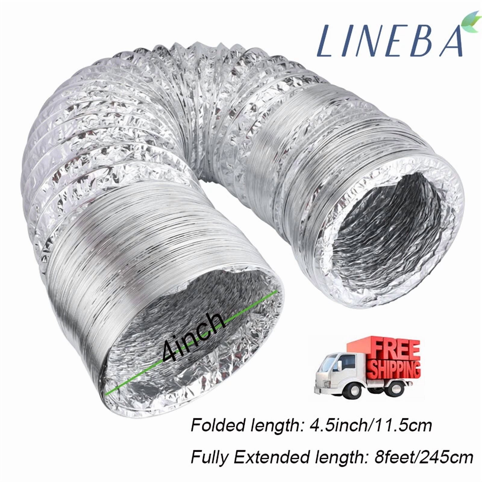 4" 8Feet Aluminum Flexible Dryer Vent Hose Air Ducting Non-Insulated For Exhaust