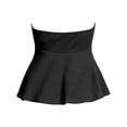 thumbnail image 7 of idosla Women Tie Front Ruched Tube Top Summer Strapless Flared Hem Peplum Bandeau Tops (Black, S), 7 of 7