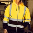 thumbnail image 2 of Mens High Visibility Hoodie Class 3 Reflective Safety Jackets Rain Coat Hi Vis Hooded Sweatshirts Work Windbreakers, 2 of 4