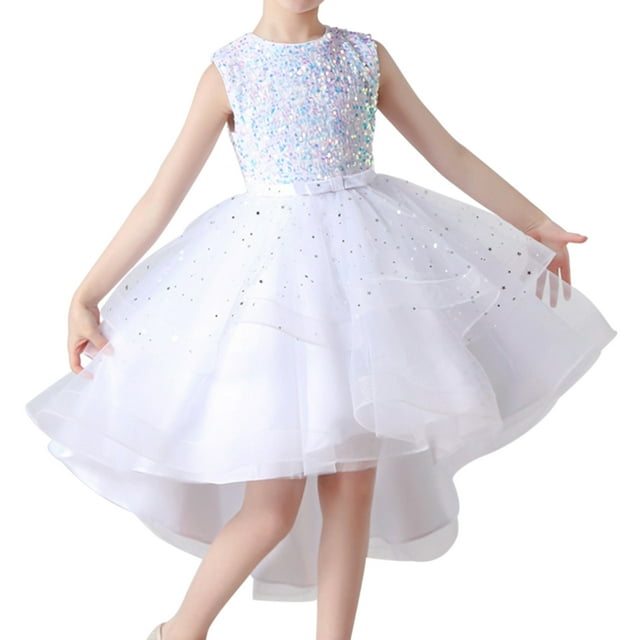 Robe à Paillettes pour Filles Robe Traînante pour Fille Tutu Robe de Fête d'Anniversaire Robe de Concours