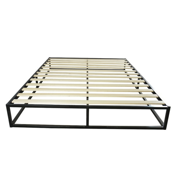 Kepooman Basics Metal Bed Frame, Tall HeavyDuty Steel Slats, Queen
