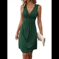 thumbnail image 3 of Vestidos de Verano para Mujer, con Escote en V y Nudo Frontal, Sin Mangas, Corte A, para Fiestas en la Playa o Vacaciones Verde L, 3 of 9