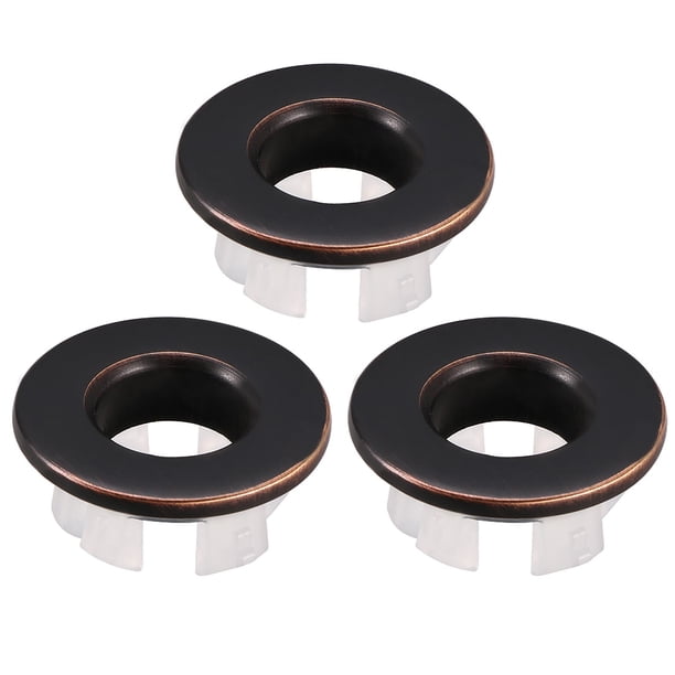 Cubierta de desbordamiento Uxcell con inserto de cobre en tapa redonda de latón negro 3Pcs