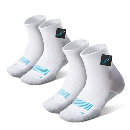 

AKASO Quarter Running Socks with Cushion - Coolmax Breathable Athletic Crew Ankle Sock Moisture Wicking for Men & Women (shoe size: 8-10 White)