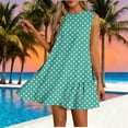 thumbnail image 2 of TAGOLD Womens Sleeveless Round Neck Dress Random Print Side Ruched Sleeveless Casual Dress, 2 of 5