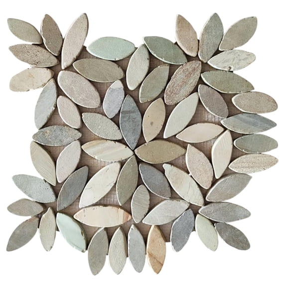CNK Tile Lovebird Pastel Blue Flower Pebble Stone Mosaic Tiles