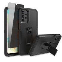 TASHHAR Samsung Galaxy A23 5G Case with Privacy Screen Protector and Magnetic Car Mount Kickstand Military Grade Full Body Double Layer Drop Protection Rugged Durable for Galaxy A23 5G Phone - Black