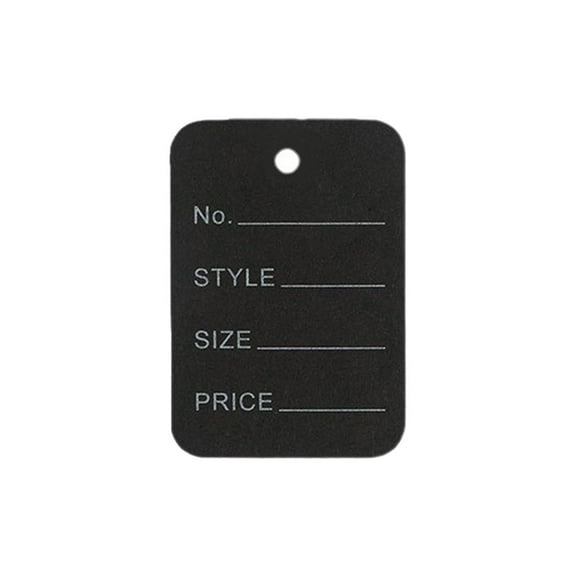 100Pcs Price Tags, 2x1.4in Clothing Price Labels Blank Merchandise Marking Tags Marking Tag with No/Style/Size/Price Fields Perforated Hangable Paper for Mall Retail Store Warehouse(Black,2x1.4")